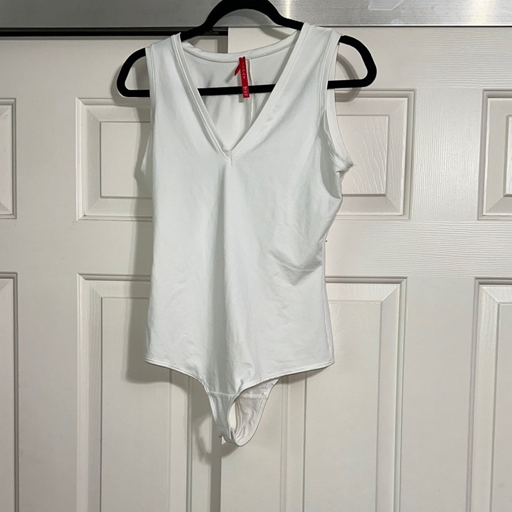 SPANX White V-Neck Bodysuit